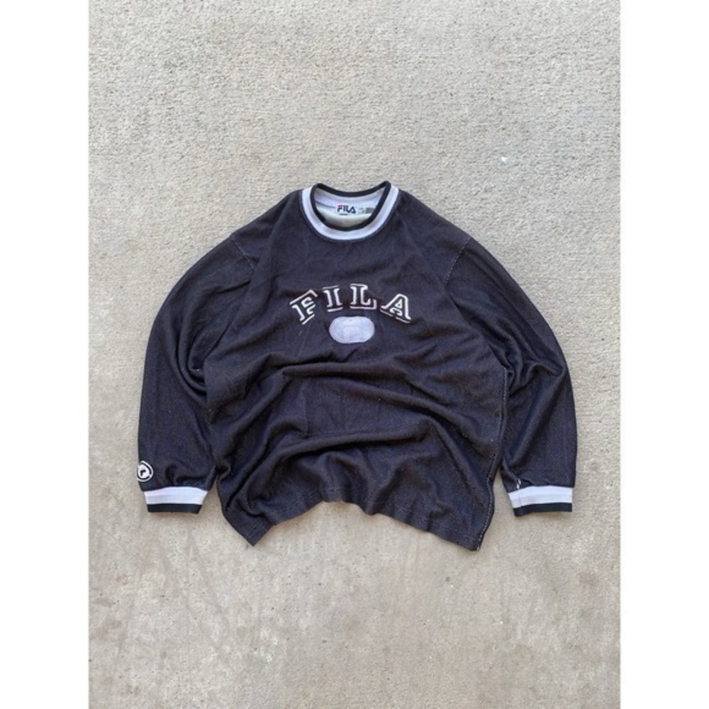 90s Vintage Fila Pullover Sweatshirt Mens Large Sun Faded Cropped Boxy Fit Layer